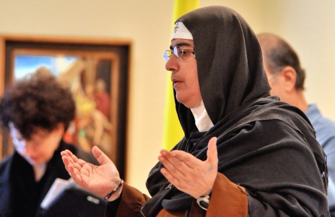   Photo by Robert Linn for the Denver Catholic RegisterMother Agnes Mariam de la Croix prays at St. Rafka Maronite Catholic Church in Lakewood Nov. 17. Photo by Robert Linn for the Denver Catholic Register