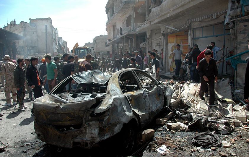 Car bombing in Homs, Apr 29, 2014 (photo from SANA)